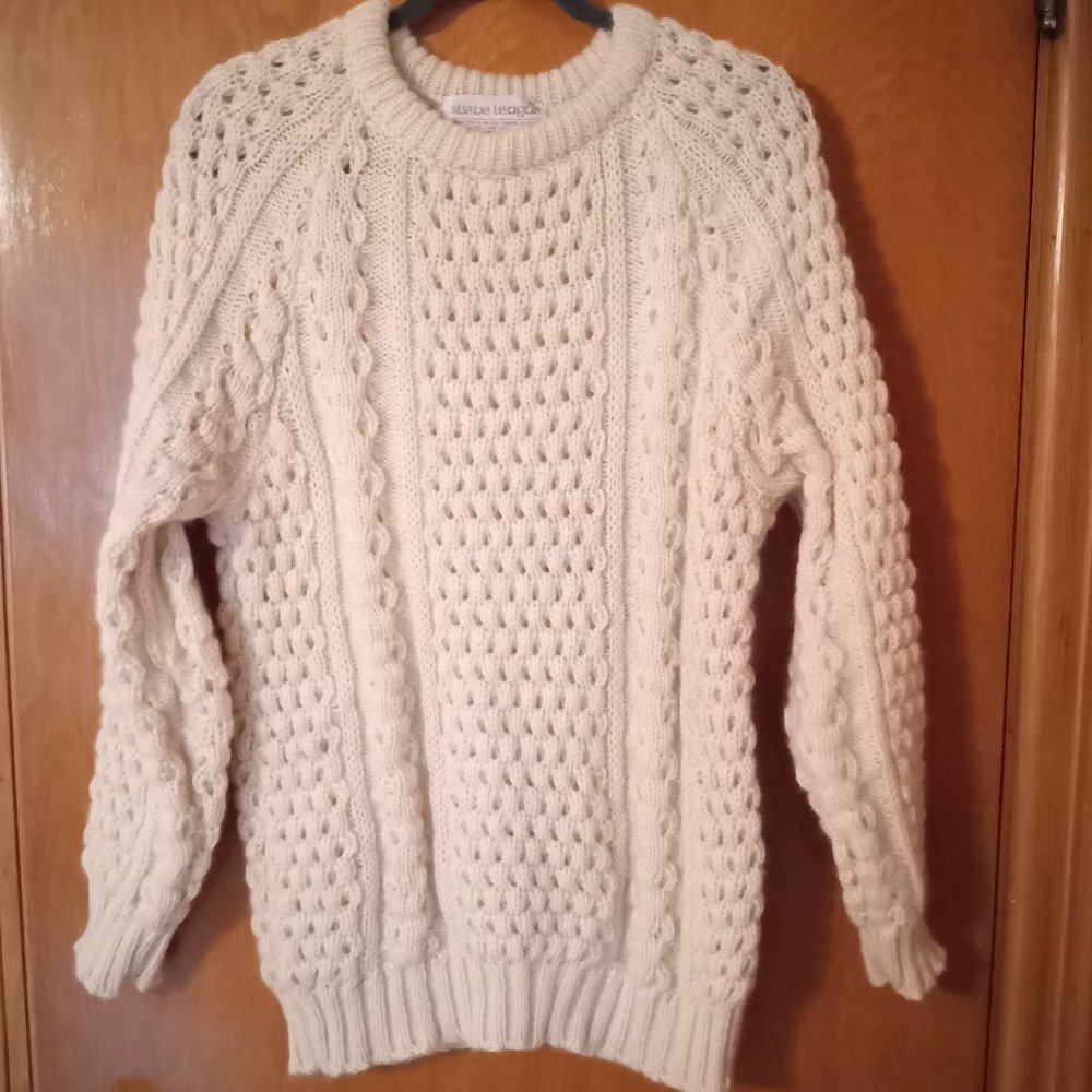 Wool Cable Knit Aran Ireland Fisherman Sweater Sz 42 Unisex